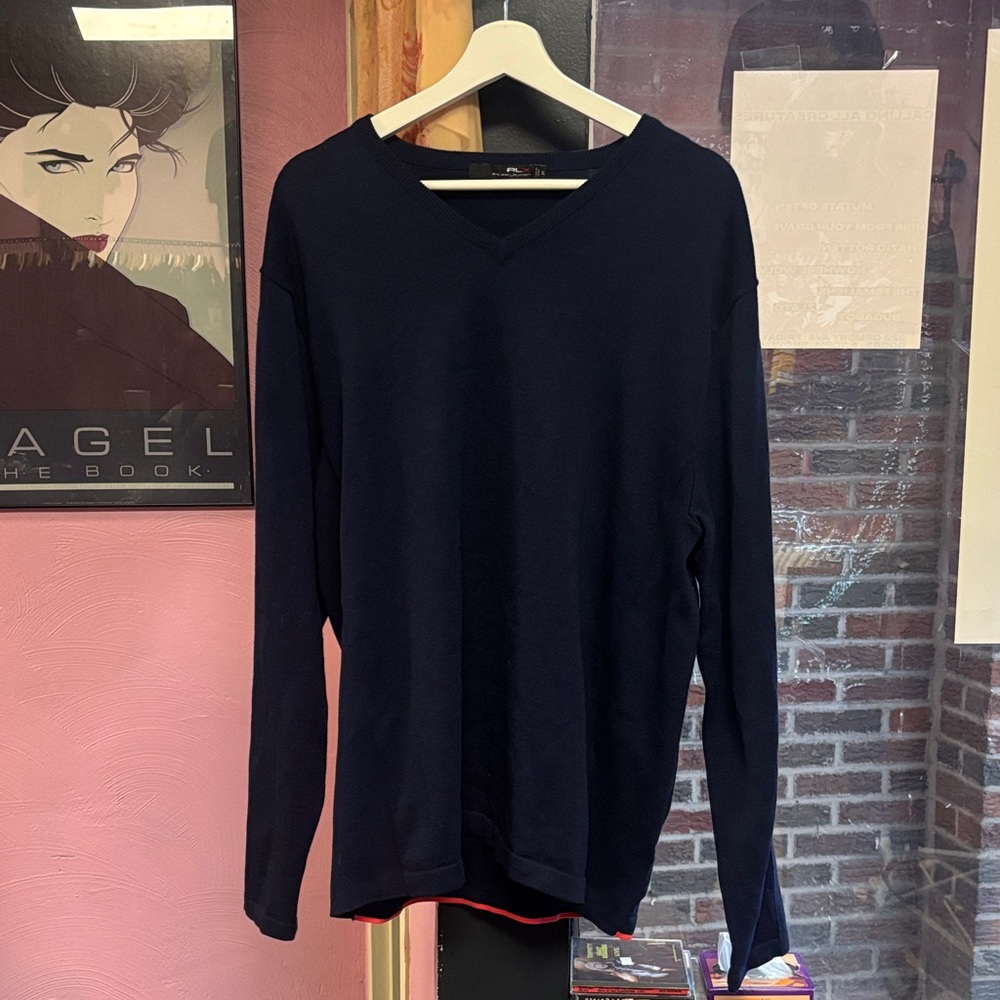 Ralph Lauren Men's Dark Blue V-Neck Sweater